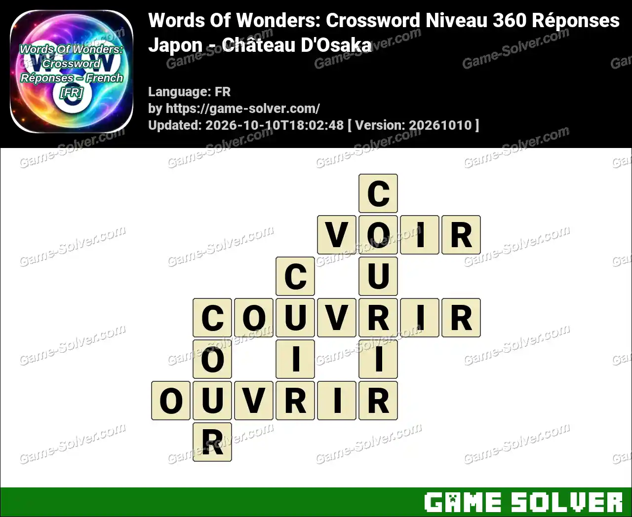 Words Of Wonders: Crossword Niveau 360 Réponses – Japon – Château D’Osaka